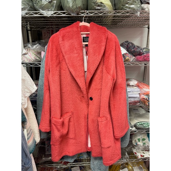 Anthropologie Sanctuary Elena Plush Shawl Jacket - in Medium Pink - NWT - SZ XL - Picture 9 of 13